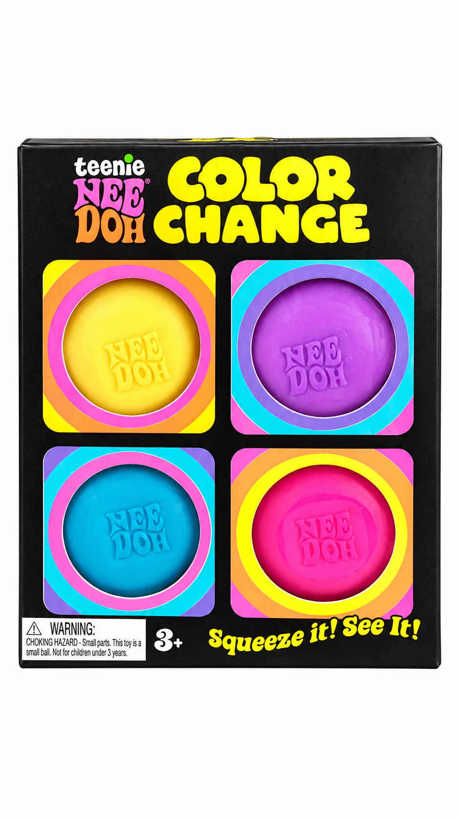 Original Schylling Teenie NeeDoh Color Change | 4-Pack Sensory Squishy Toys