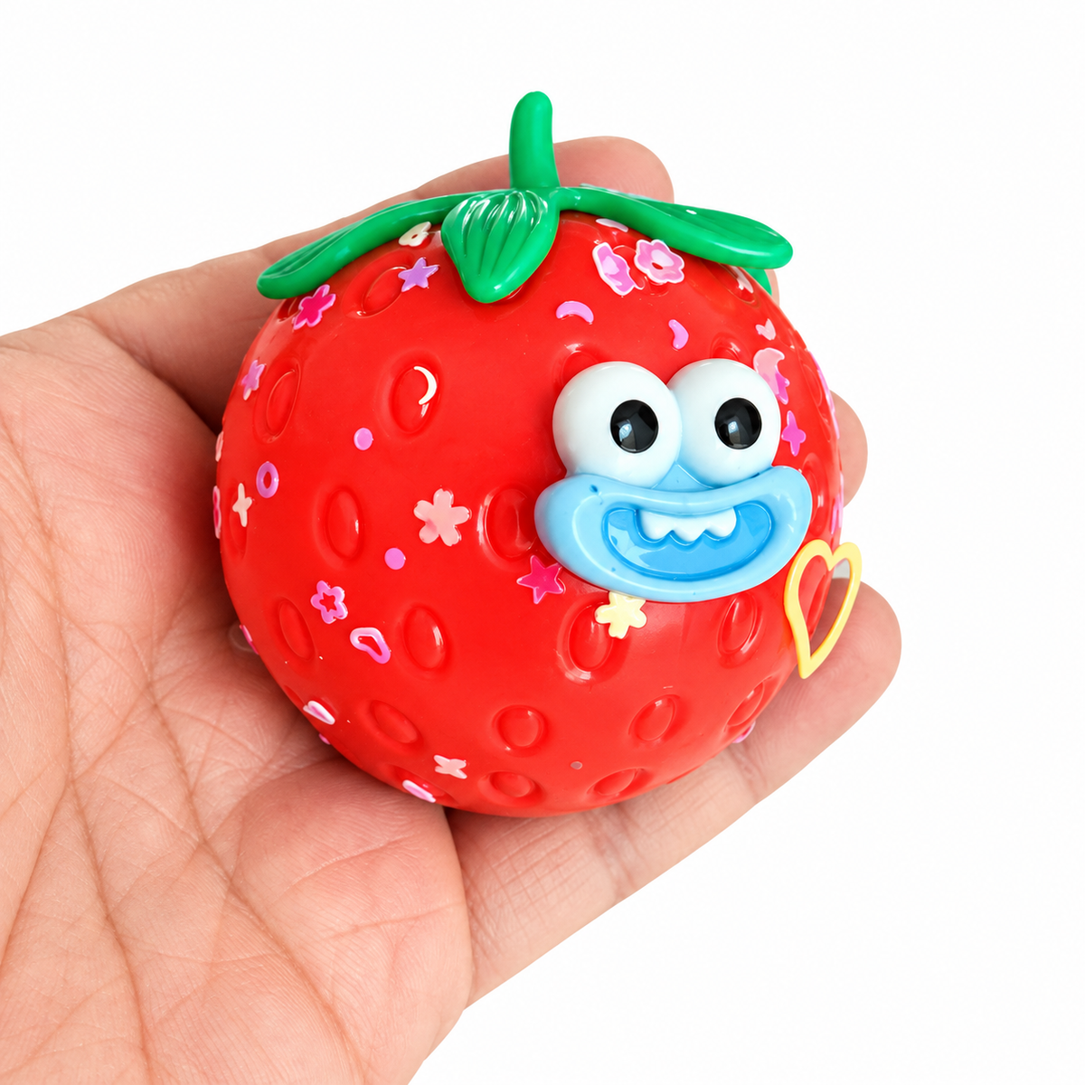 Strawberry Smusher Squishy – Removable Face & Sparkly Decorative Pieces