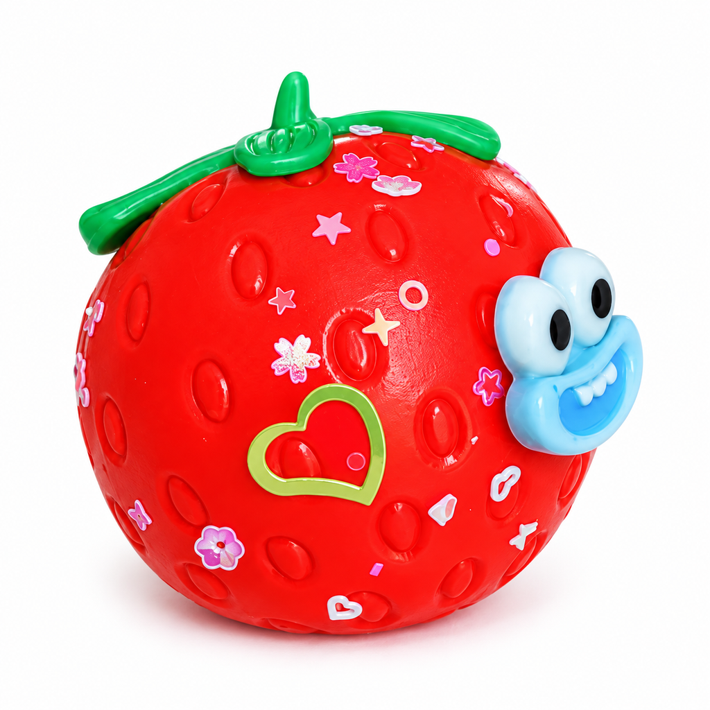 Strawberry Smusher Squishy – Removable Face & Sparkly Decorative Pieces