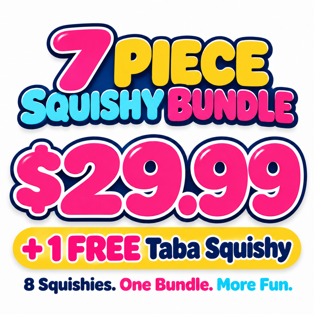 8-Piece Squishy Bundle | 7 Squishies + 1 FREE Taba Squishy | Sensory Mix