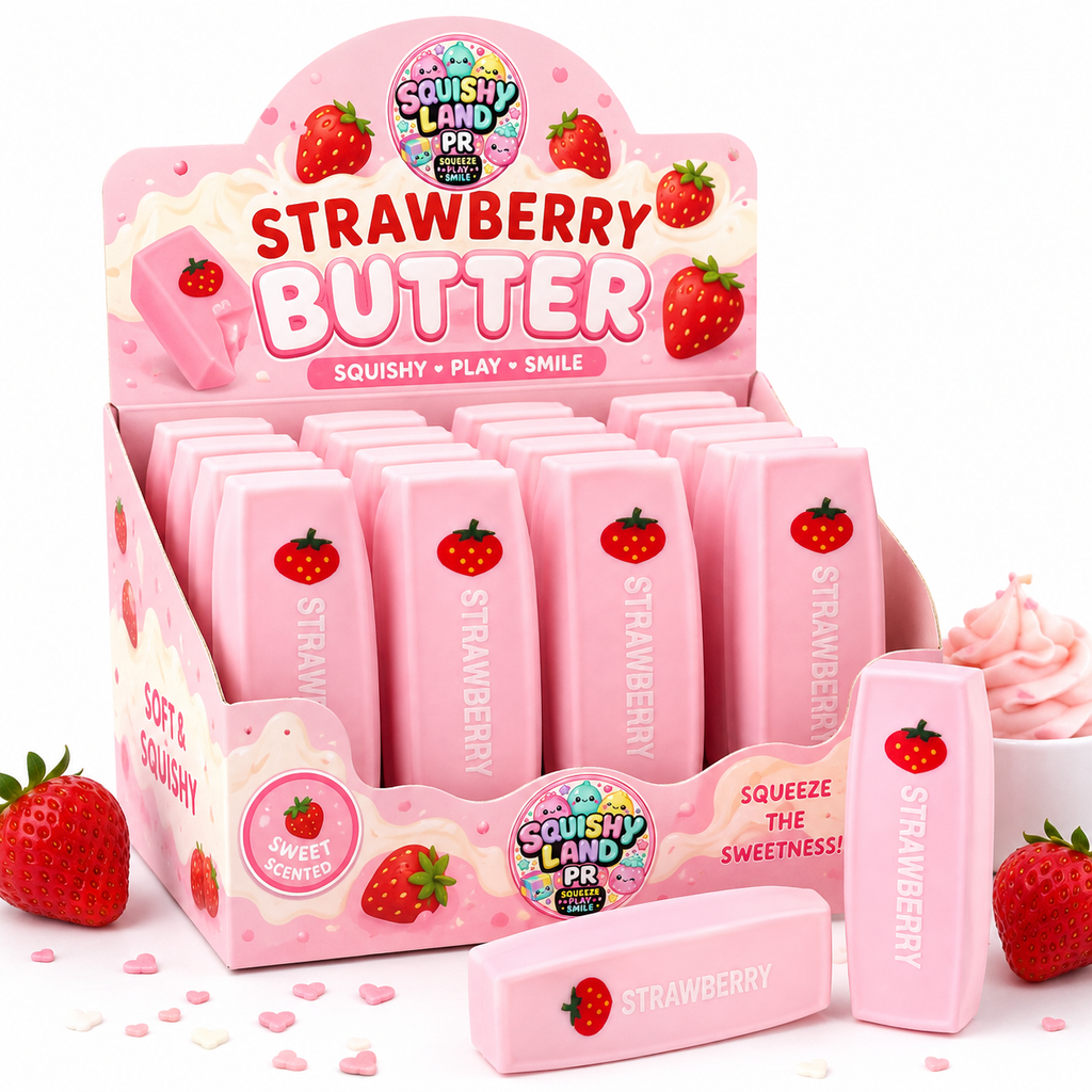 Strawberry Butter Squishy | Rubber & Foam-Filled Sensory Toy